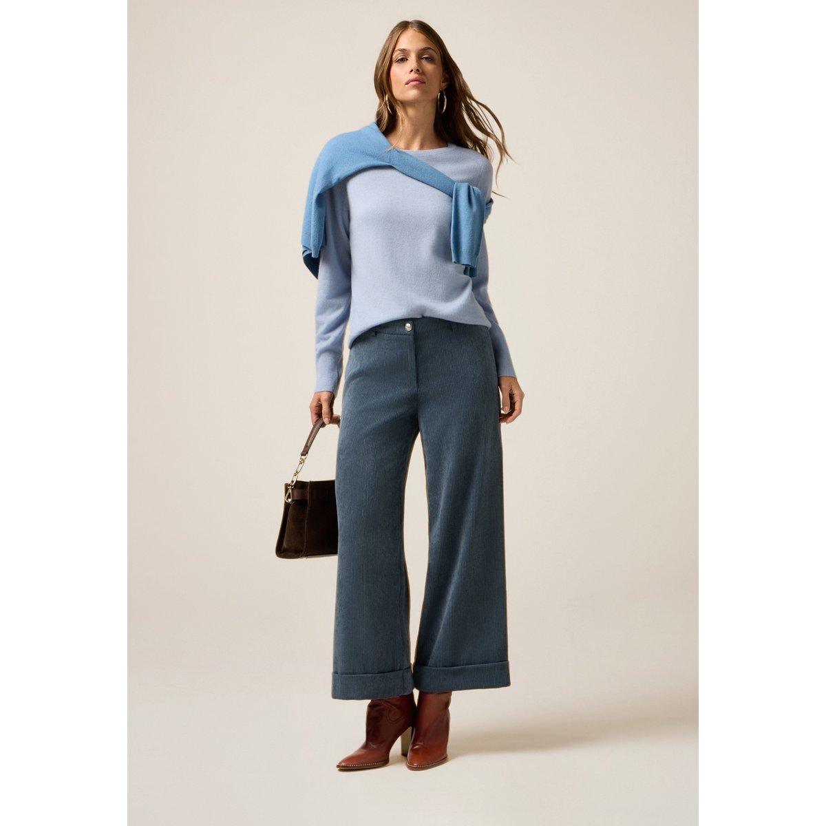 Pantalon cropped light - blue, OLTRE