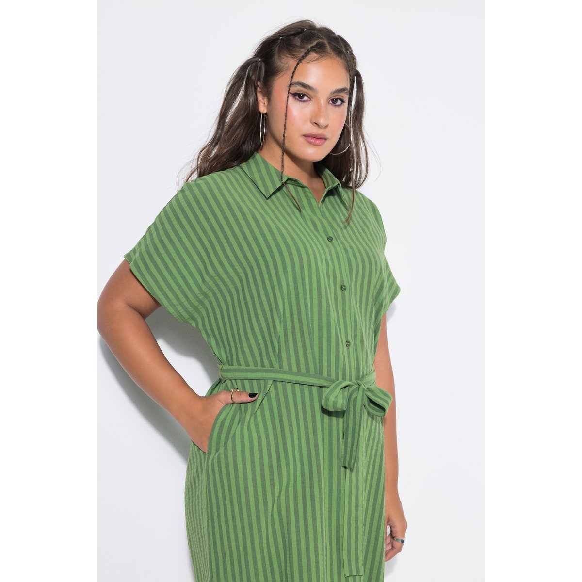 Robe chemisier en seersucker rayé cactus, STUDIO UNTOLD