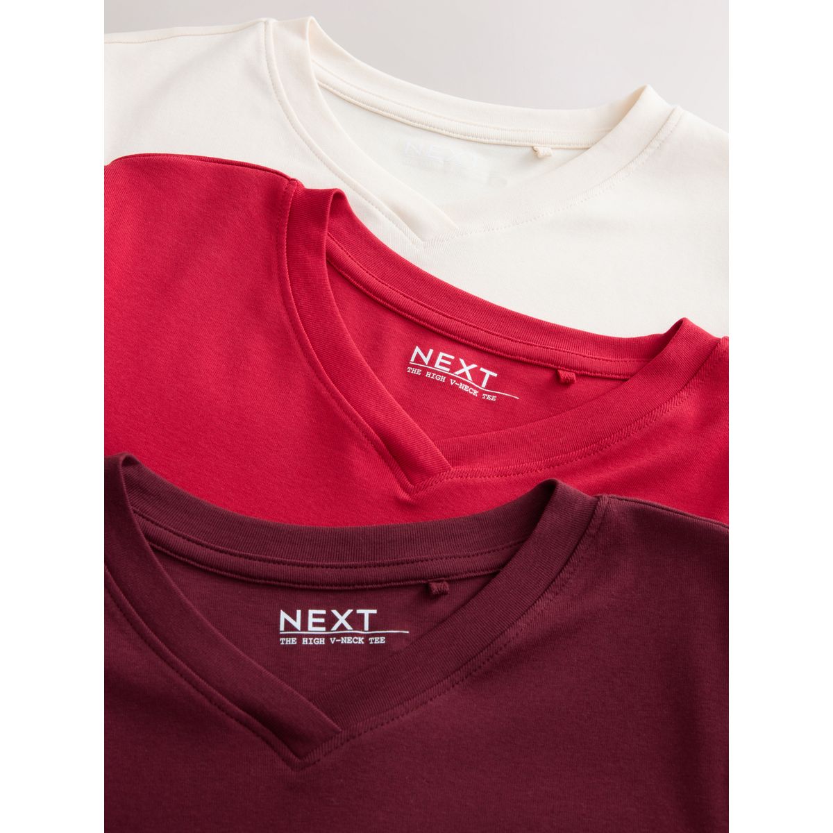 T-shirts à manches longues et col v, lot de 3 rouge/blanc, NEXT