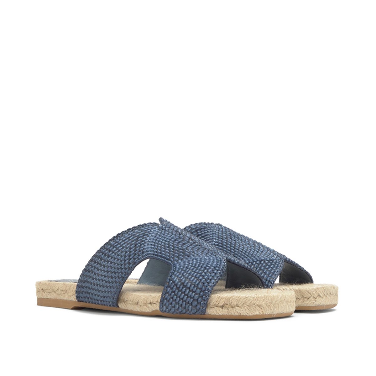 Sandales plates mules en raphia PURA PLATFORM denim, CASTANER