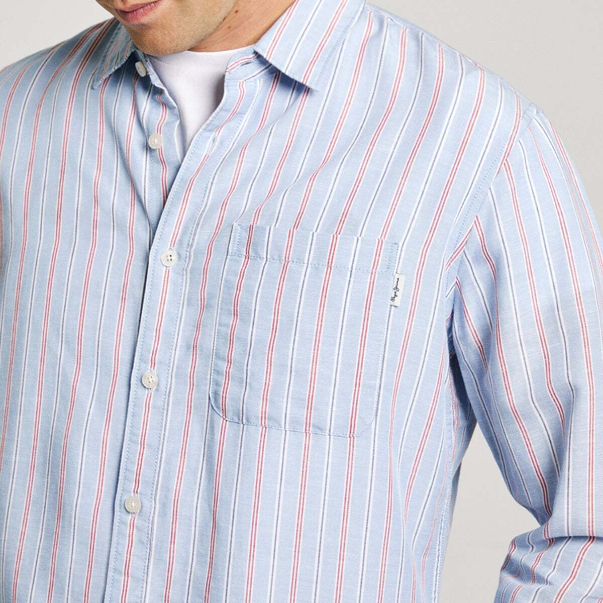 Chemise Coupe Regular À Rayres En Popeline bleu clair tamise, PEPE JEANS