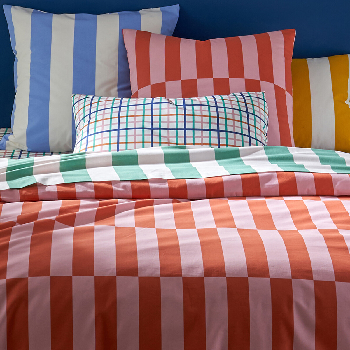 Tabaka Red 50% Recycled Cotton Duvet Cover pink/red, LA REDOUTE INTERIEURS