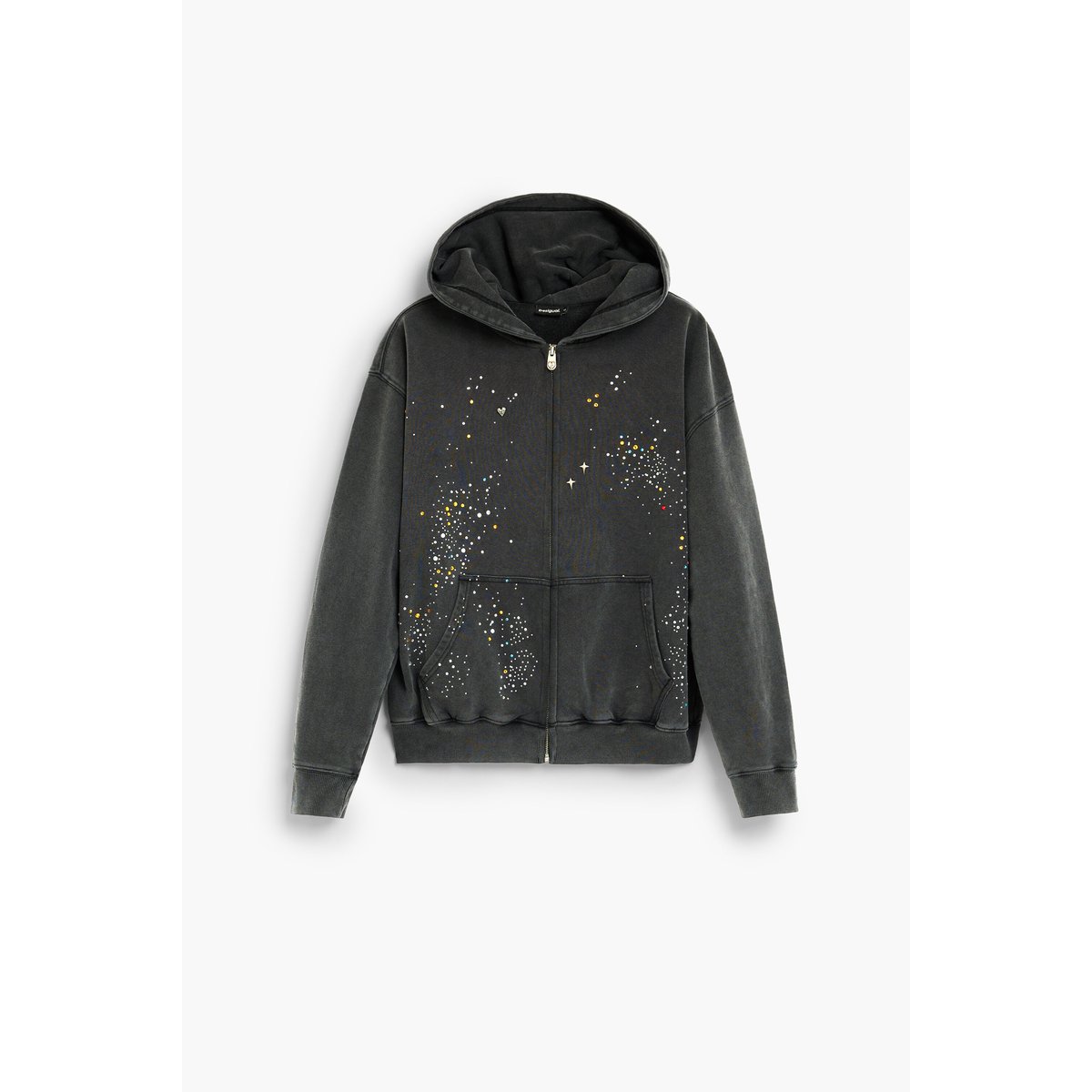 sweat-shirt à paillettes avec fermeture éclair gris, DESIGUAL