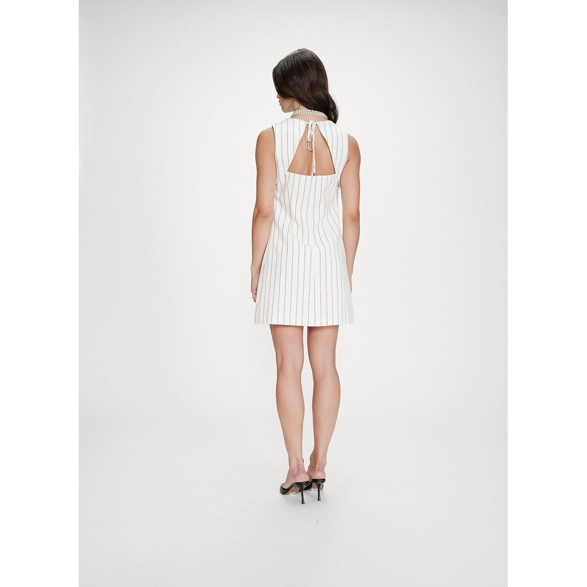 Robe courte rayée, en lin mélangé, VEA blanc rayé, GRACE & MILA
