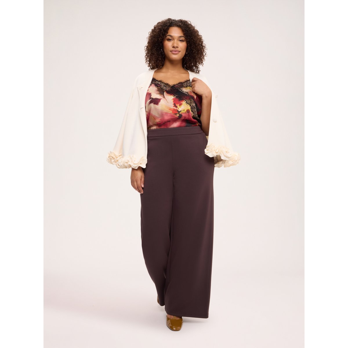 Pantalon à jambes larges marron, FIORELLA RUBINO