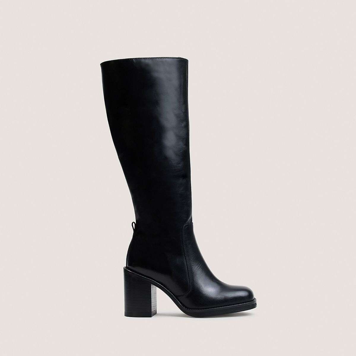 Bottes en cuir à talons, Bretzel bis noir, JONAK