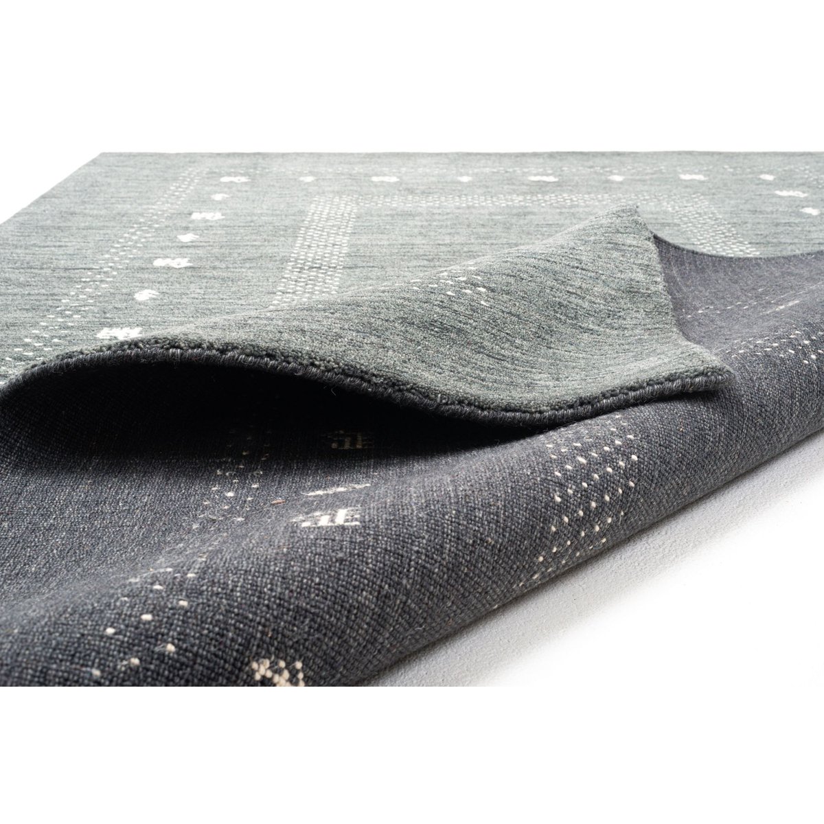Tapis gabbeh tufté New York laine d'argentine gris foncé, THEKO