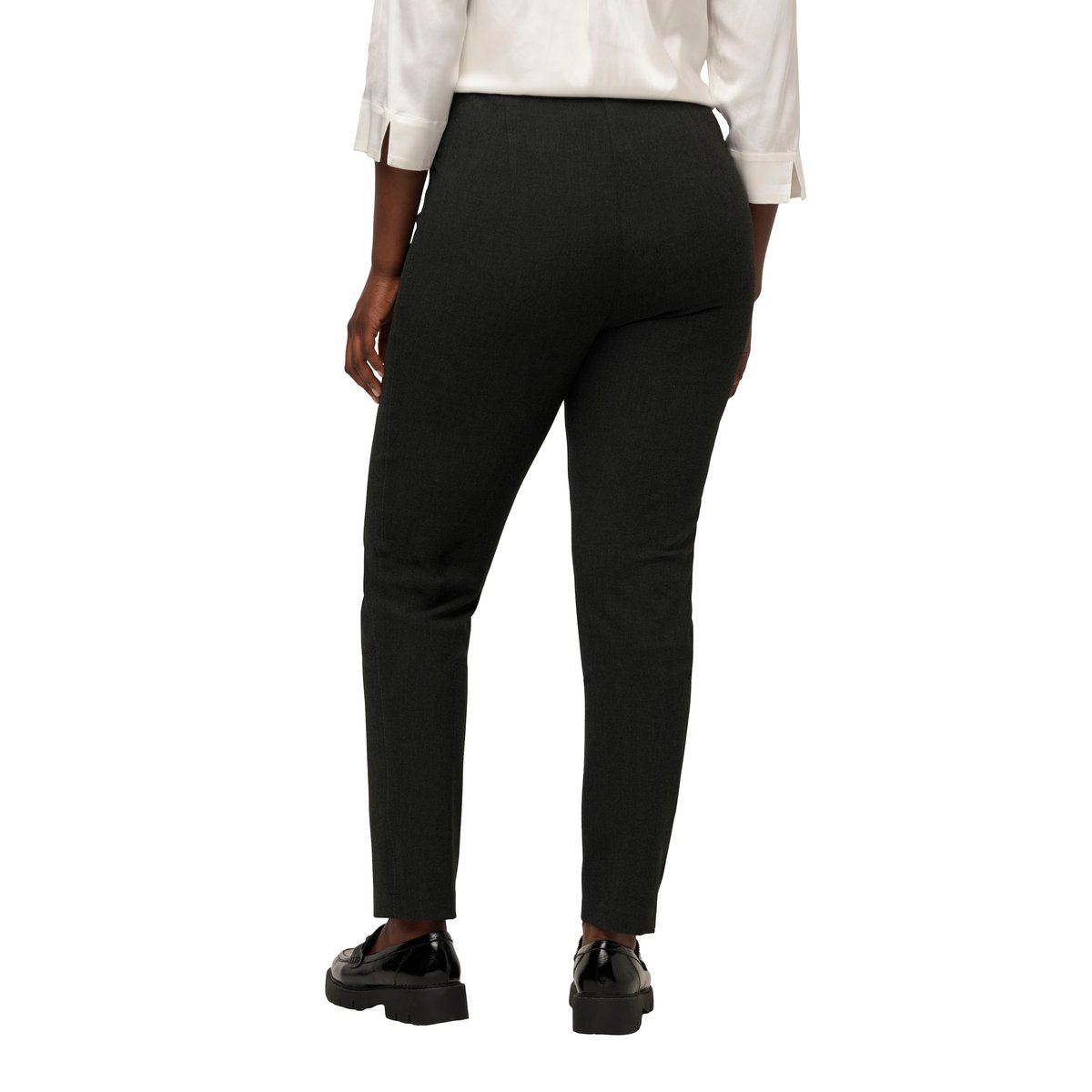 Pantalon avec surpiqûre sur le côté chiné gris foncé, ULLA POPKEN