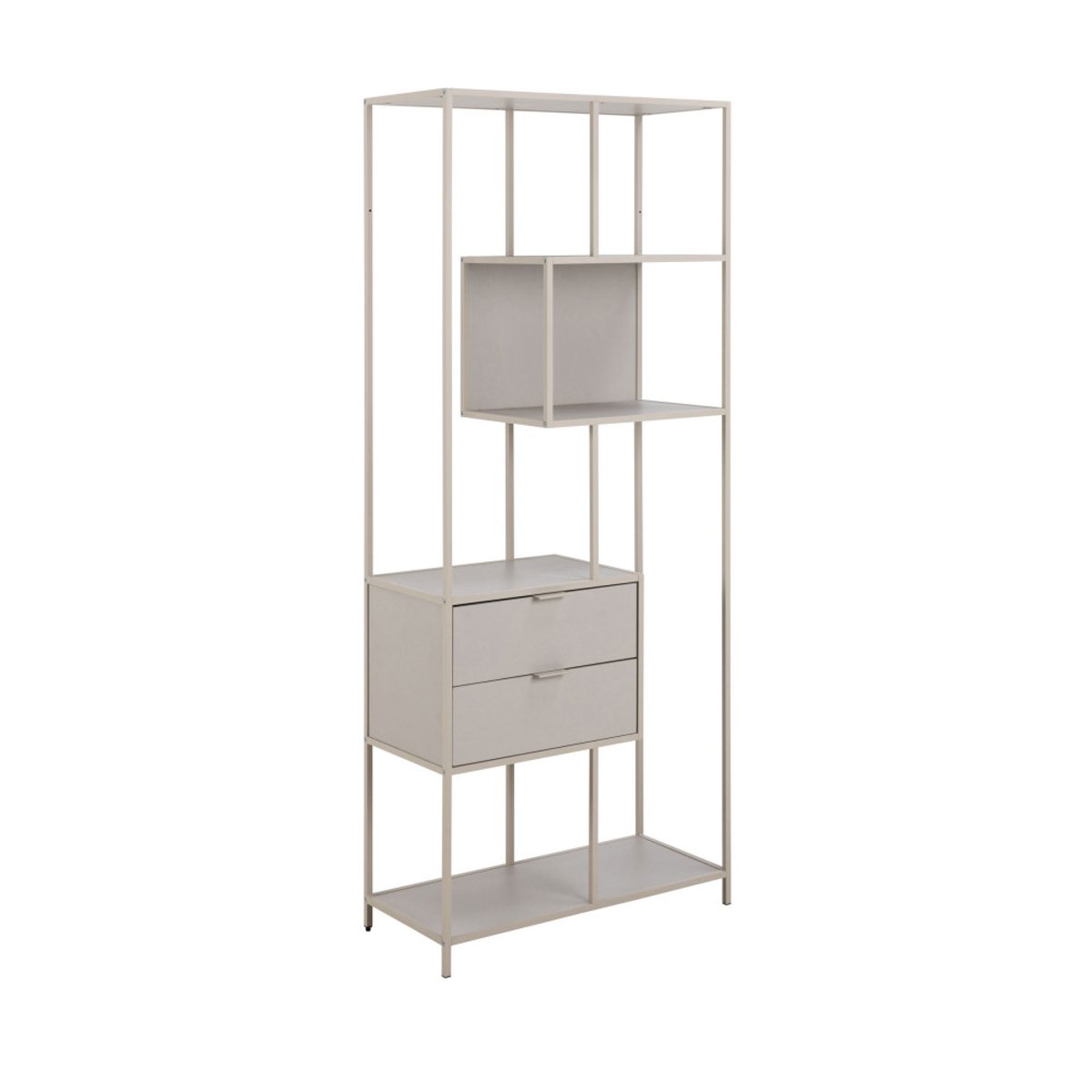 Étagère 2 tiroirs en métal H185cm- HEXA beige, DRAWER