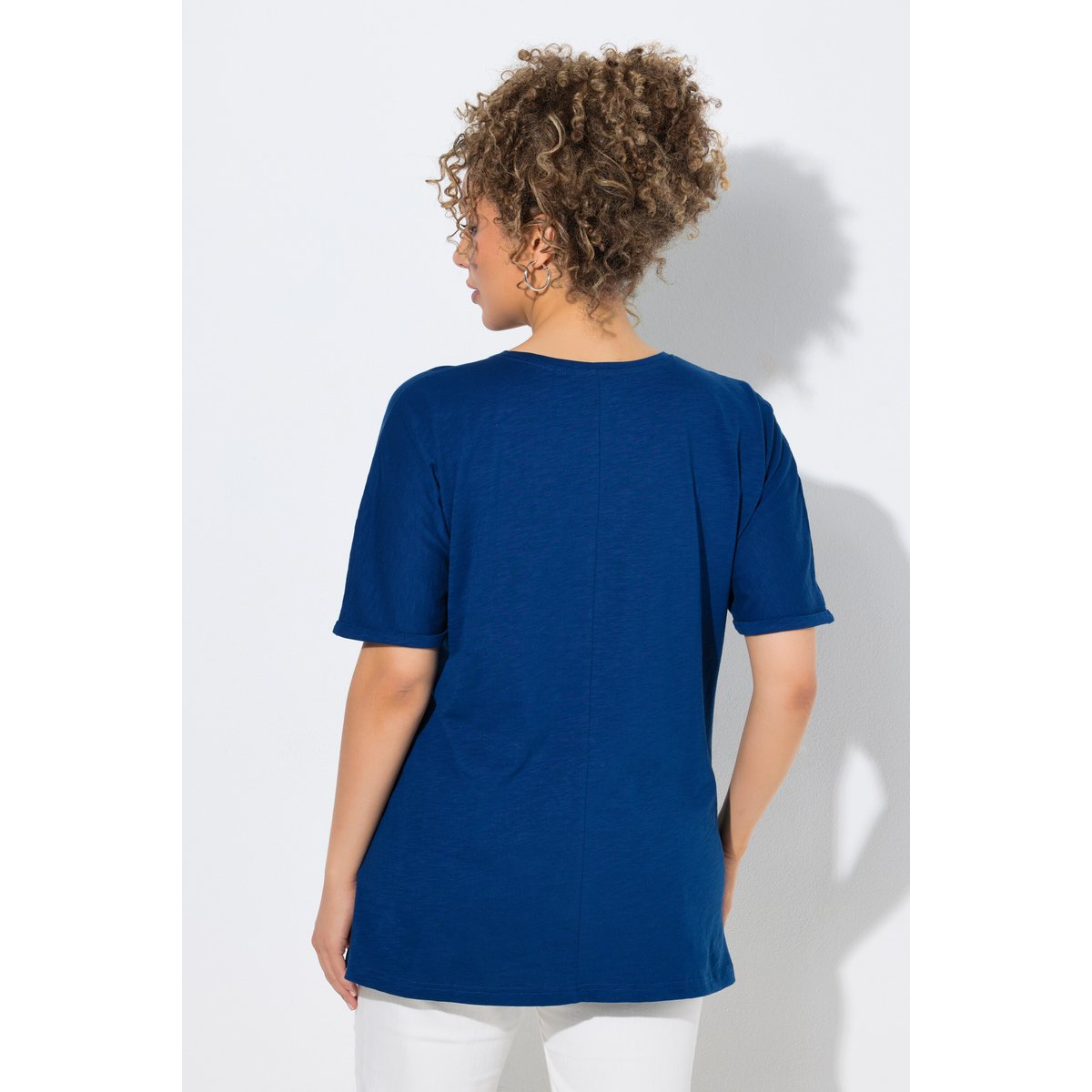 T-shirt motif croissant, coupe oversize bleu, ULLA POPKEN