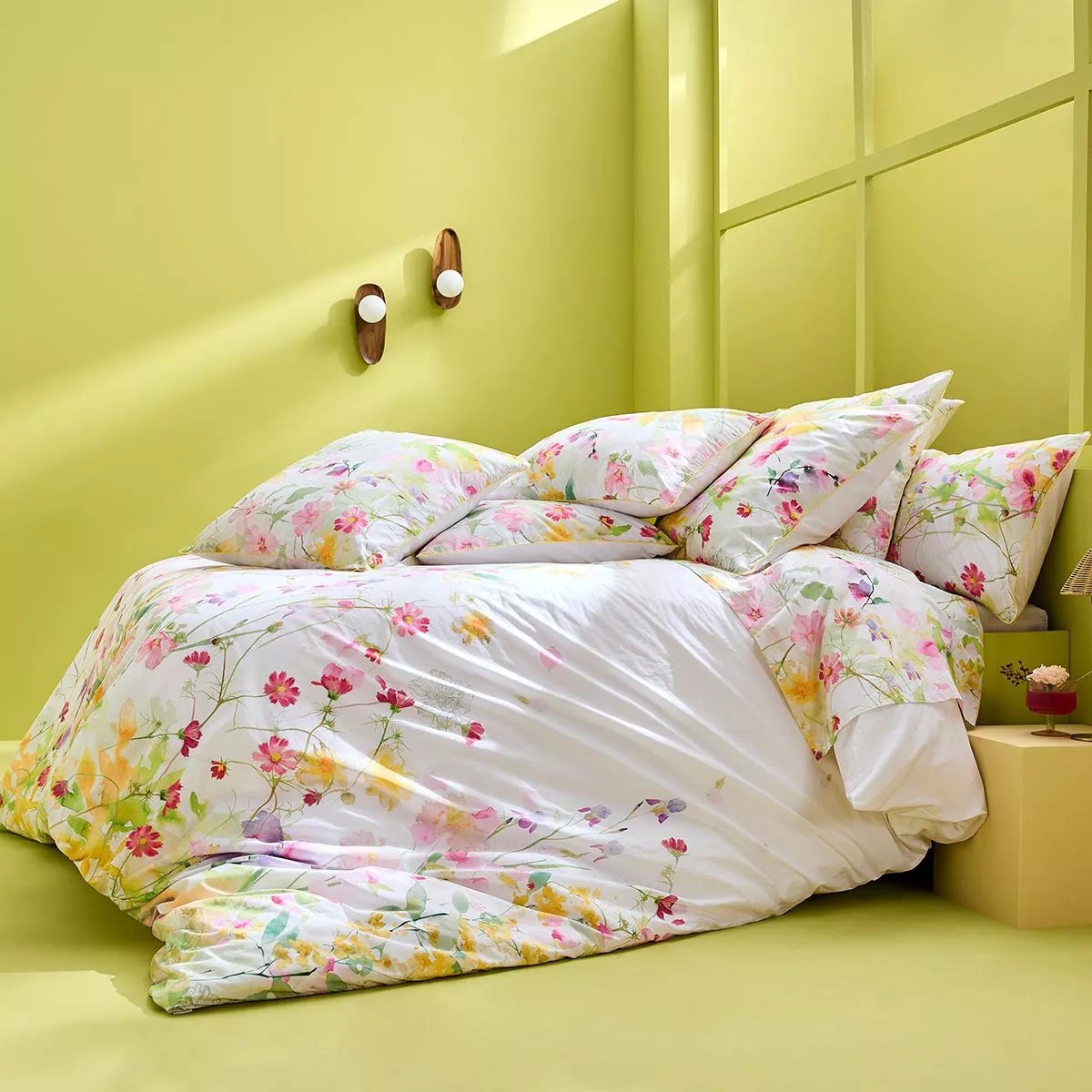 Housse de couette percale de coton lavé SOUFFLE FLEURI printemps, GARNIER THIEBAUT