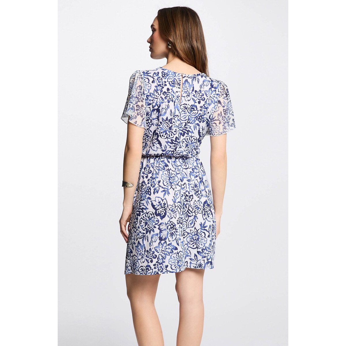 Robe courte droite imprimée multicolore, MORGAN