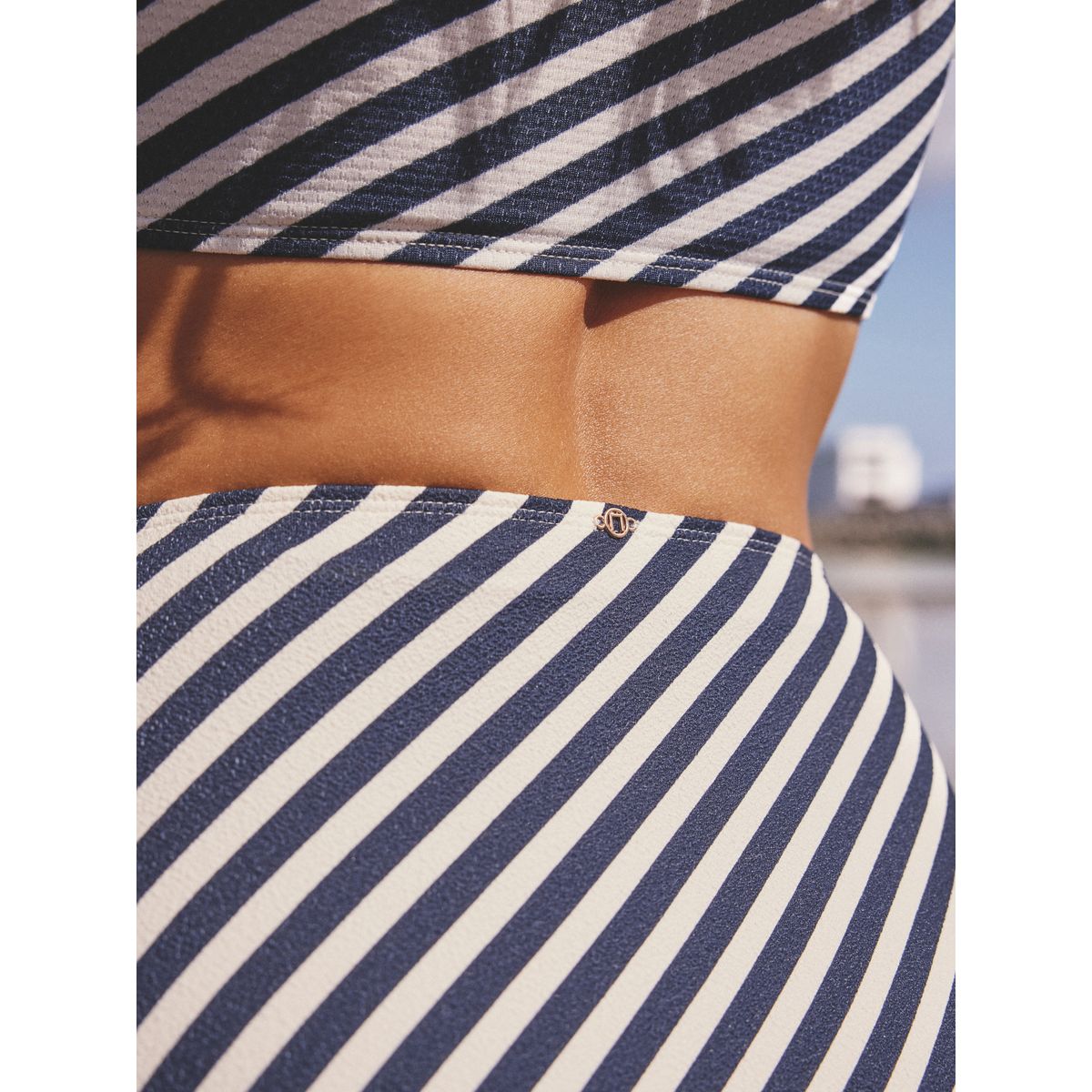 Haut de bikini bandeau long rayures piqué blanc/bleu, NEXT