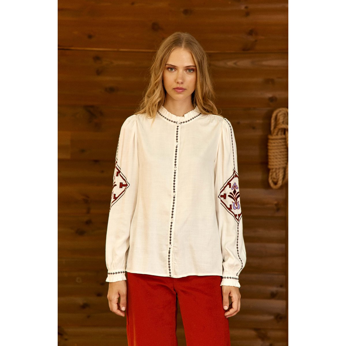 BLOUSE imprimé ethnique BINA 11-ecru, LA PETITE ETOILE