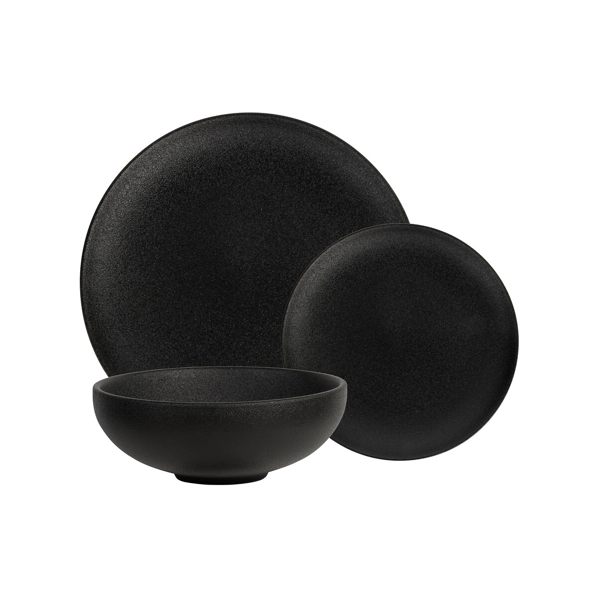 12-Piece Caviar Black Dinner Set black, MAXWELL WILLIAMS