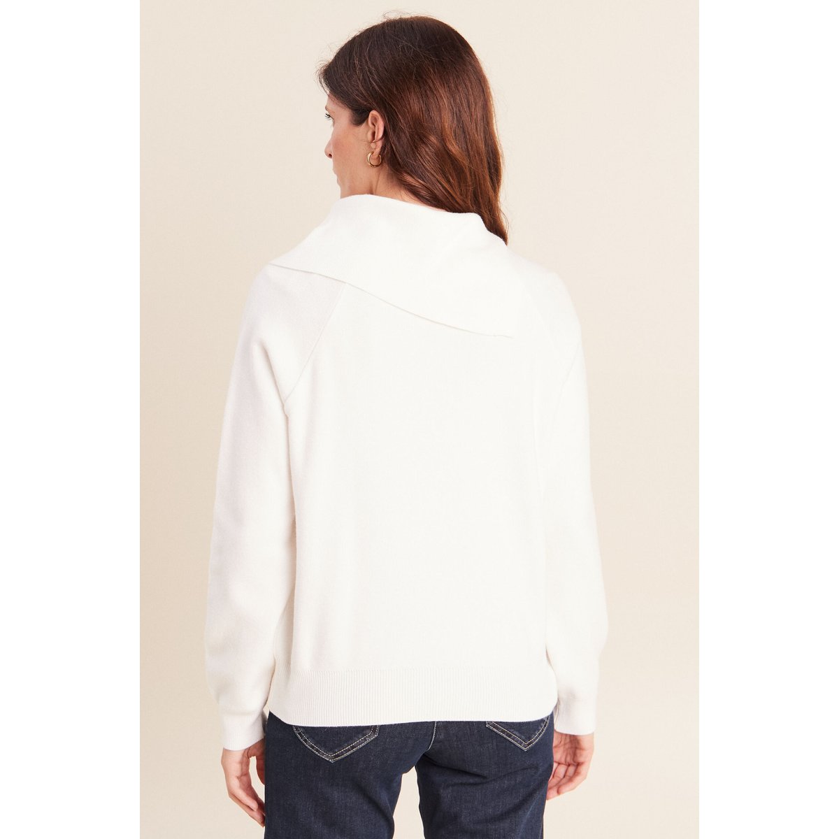 Pull droit col montant manches longues ecru, BREAL
