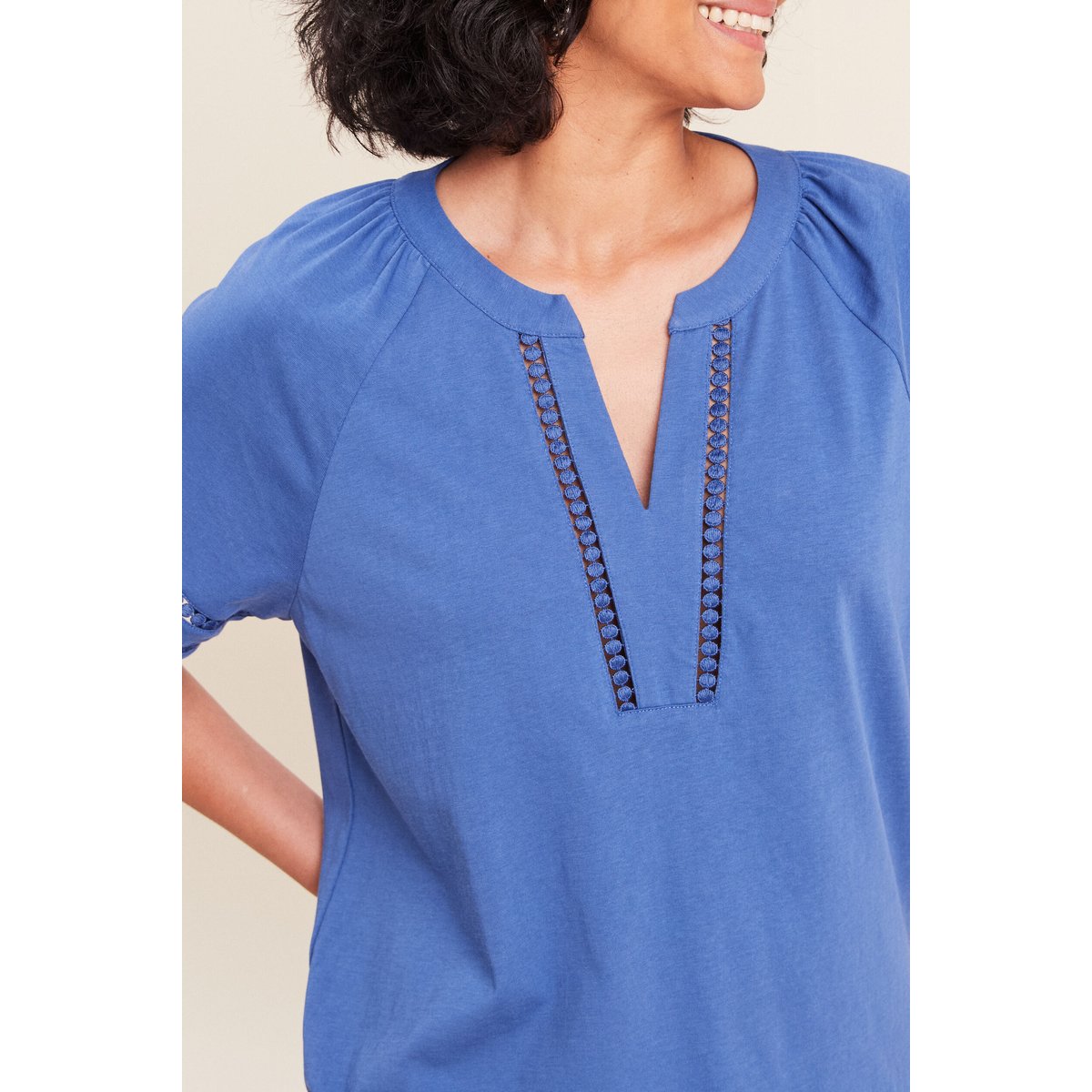 Blouse col v manches courtes bleu roi, BREAL