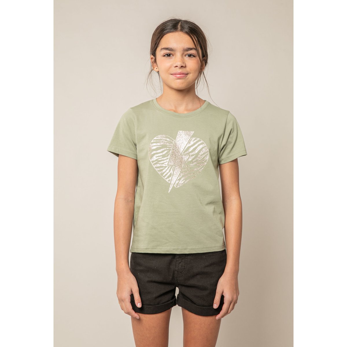 T-shirt fille en coton LOVERS tilleul, DEELUXE