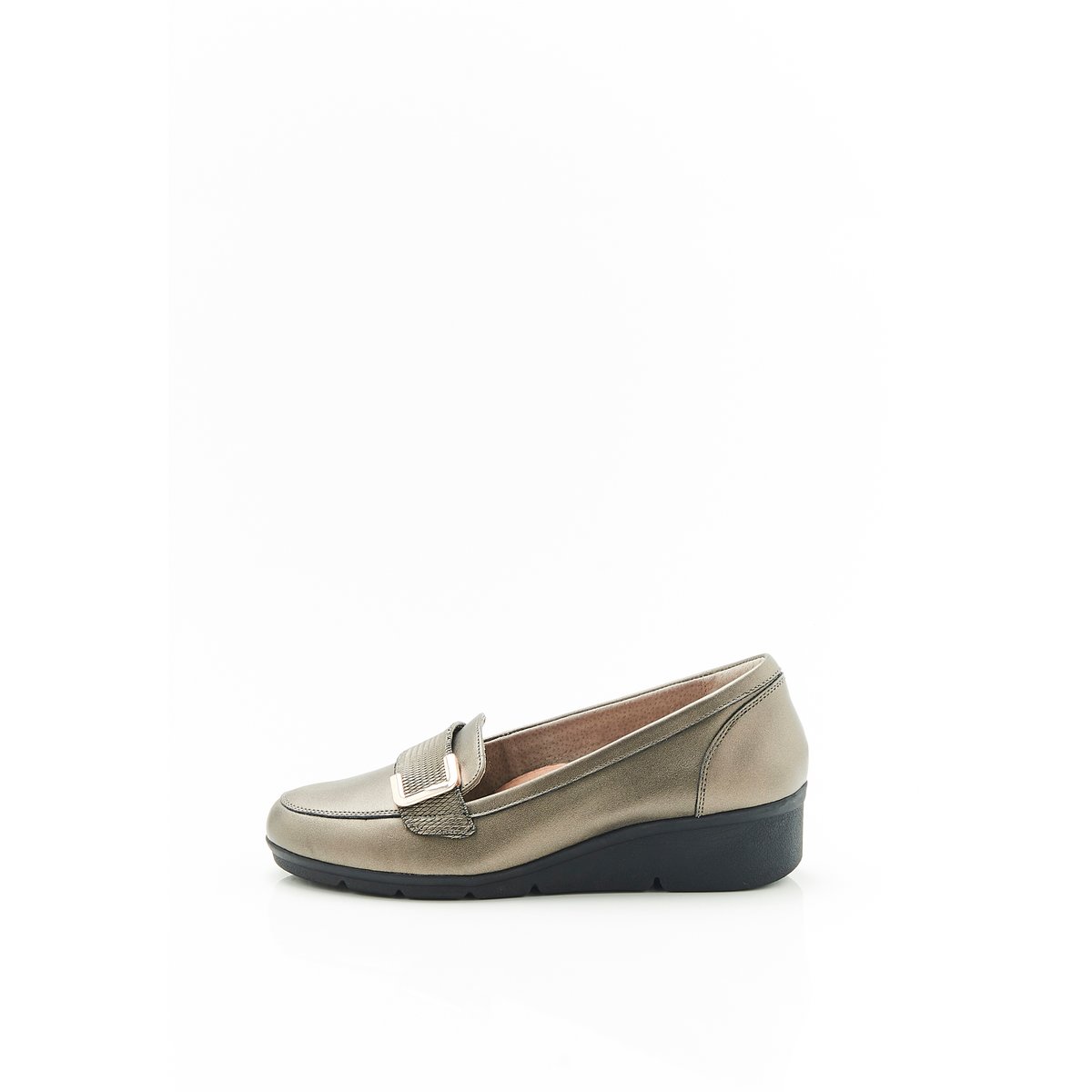 Mocassins Amortyl boucle fantaisie marron coloris bronze, DAMART