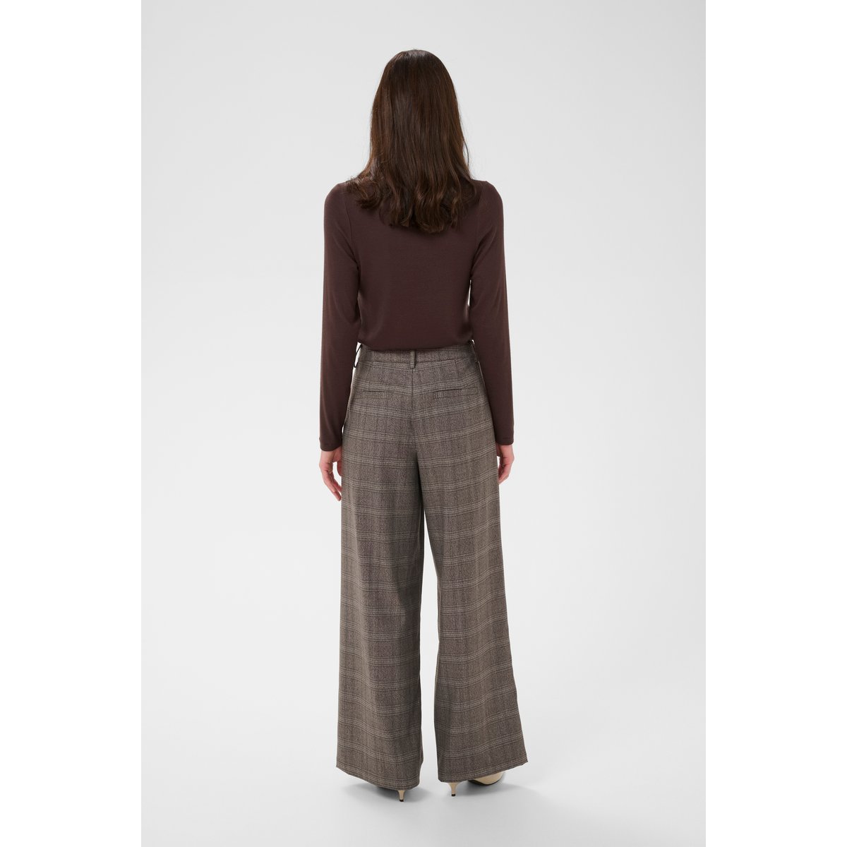 Pantalon casual marron brown check, CULTURE