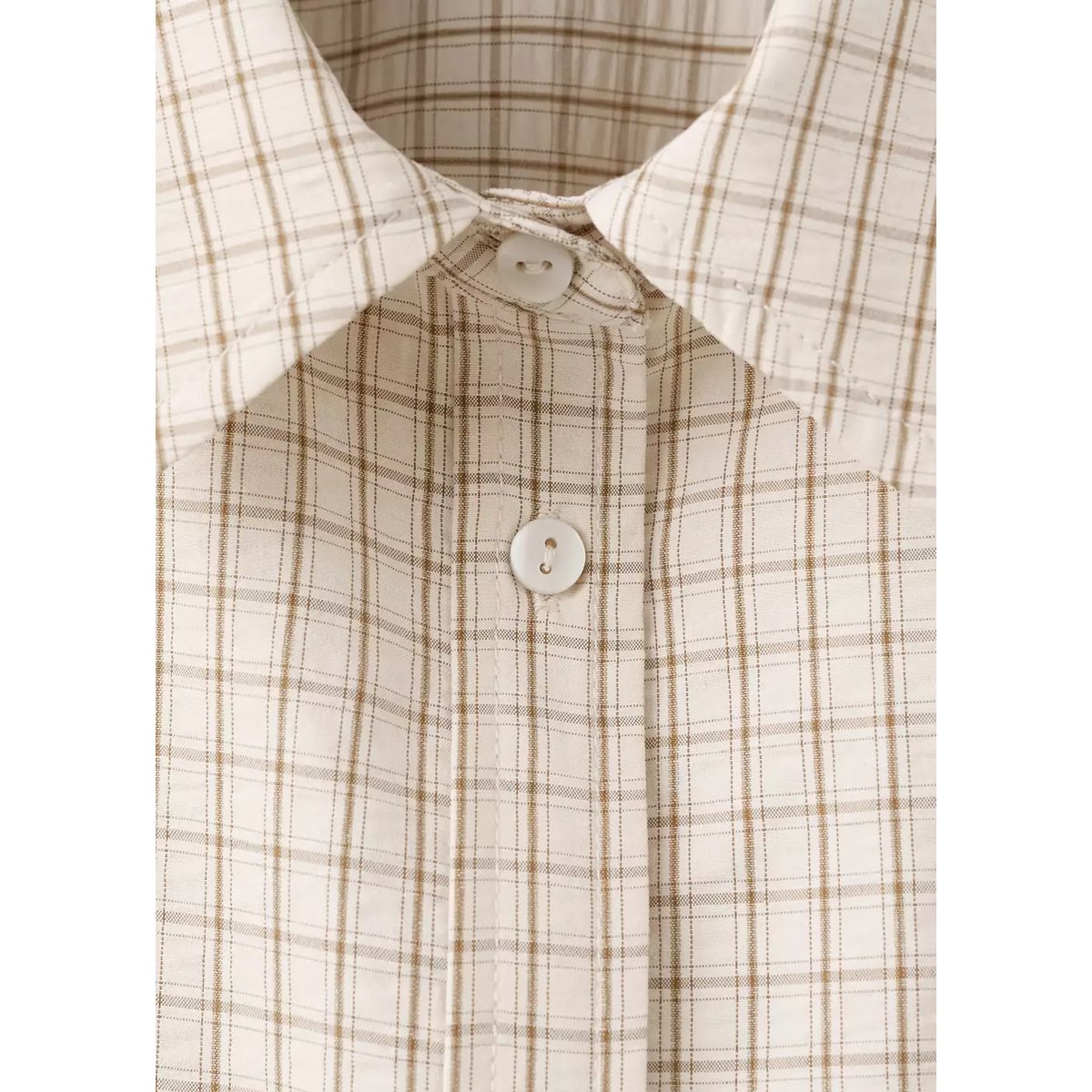 Chemise droite carreaux marron, MANGO