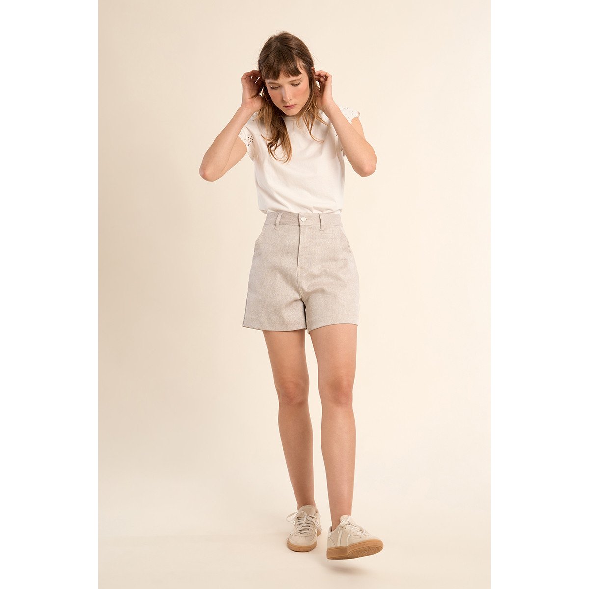 Mini short fluide beige, MOLLY BRACKEN