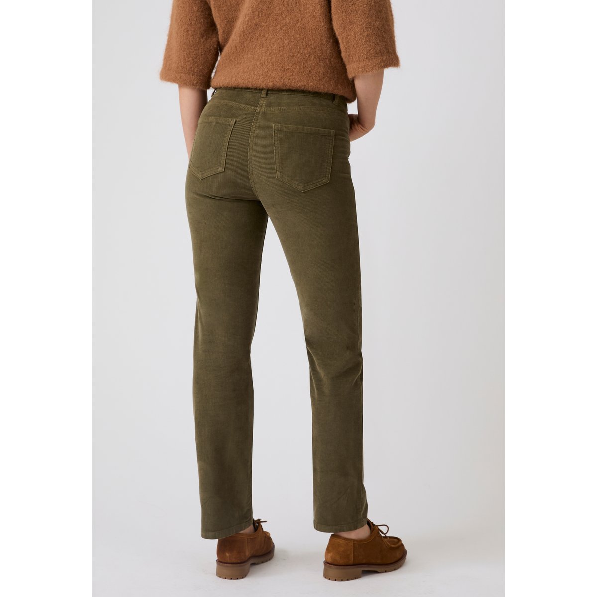 Pantalon droit velours Perfect Fit vert kaki, DAMART