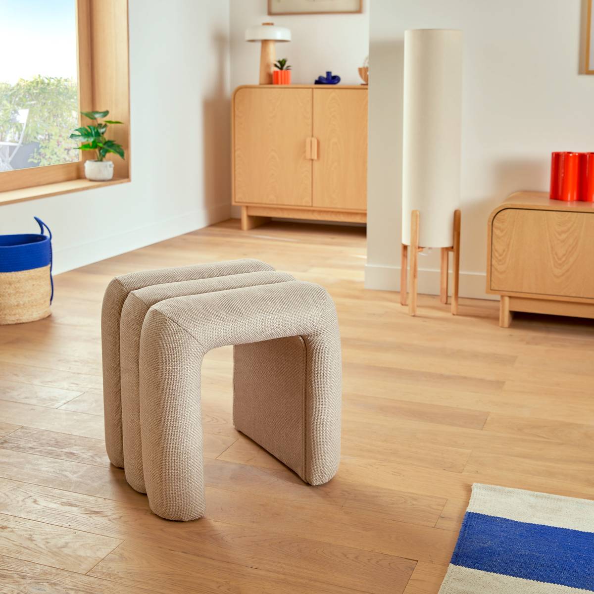 Pouf contemporain SISCO argile, ATMOSPHERA