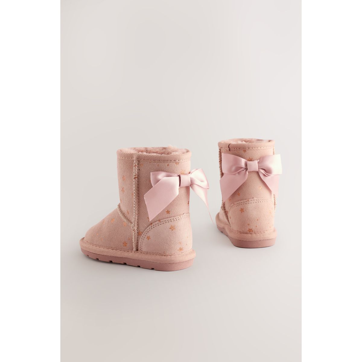 Bottes hautes à enfiler en daim déperlant noeud rose, NEXT