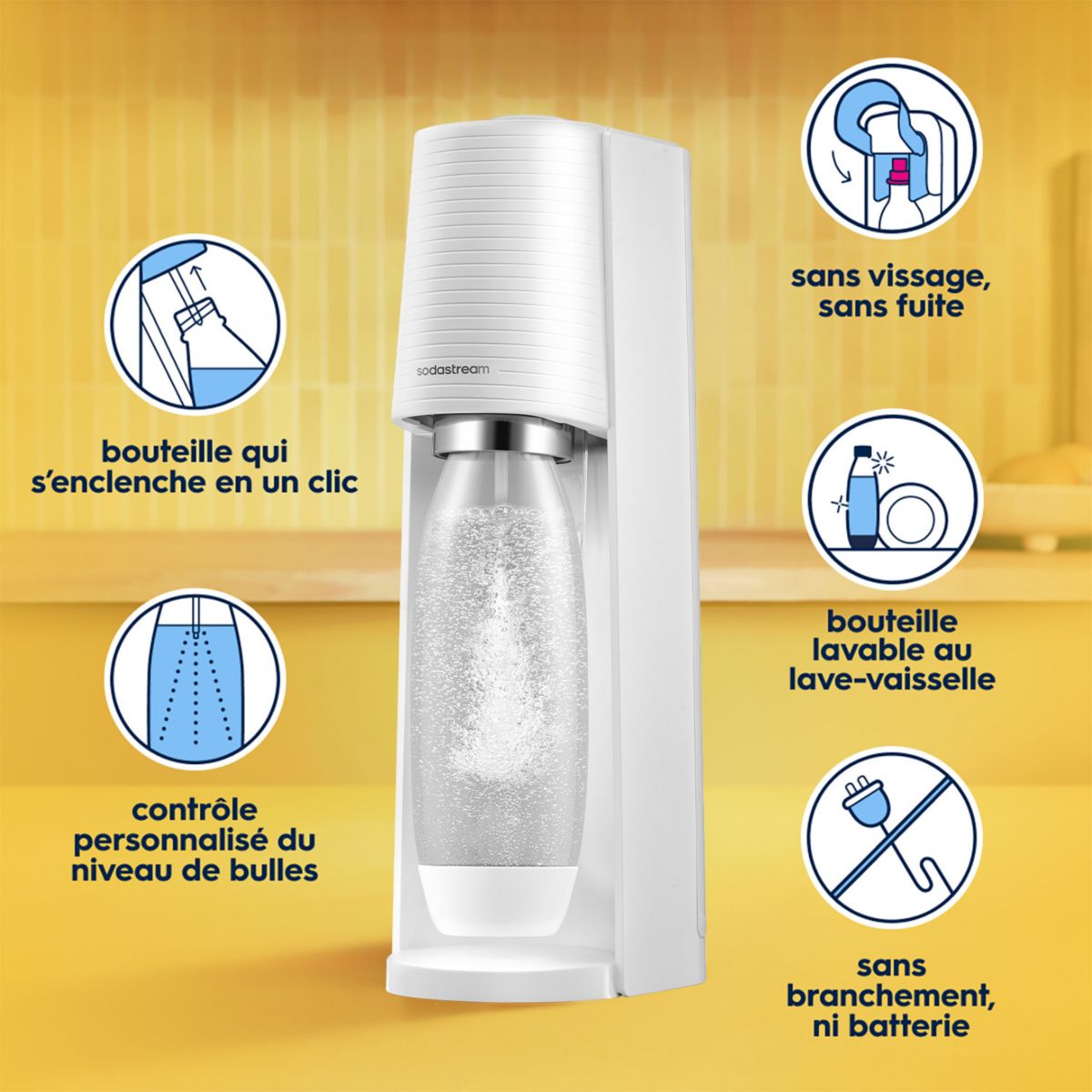 Machine à Soda Terra avec 1 bouteille blanc, SODASTREAM