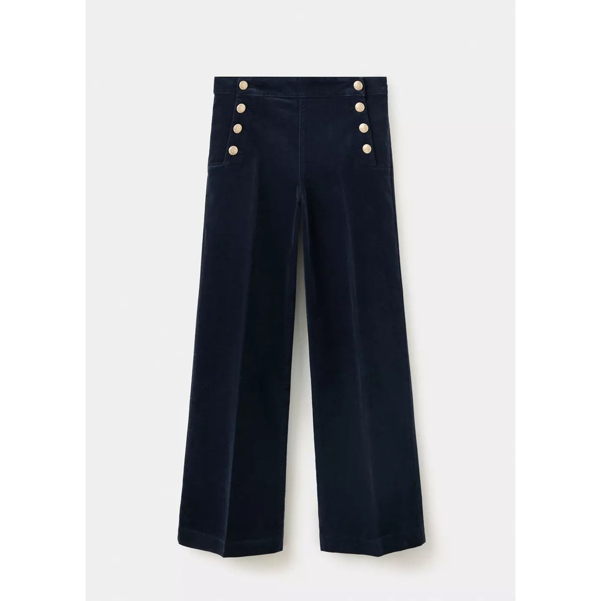 Pantalon en velours à boutons bleu, MANGO
