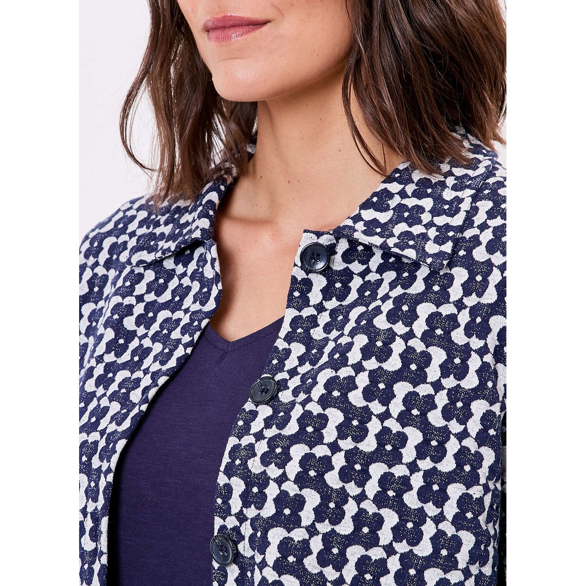Veste maille jacquard bio SUMALI bleu navy, PRINCESSE NOMADE