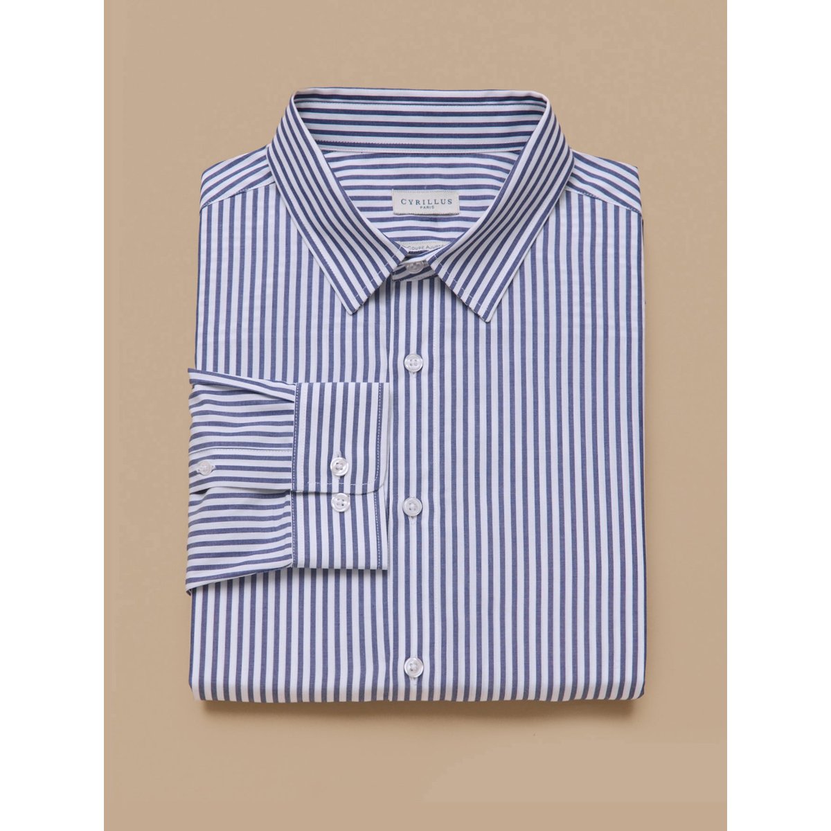 Chemise coton biologique - coupe ajustée rayure bico bleu, CYRILLUS