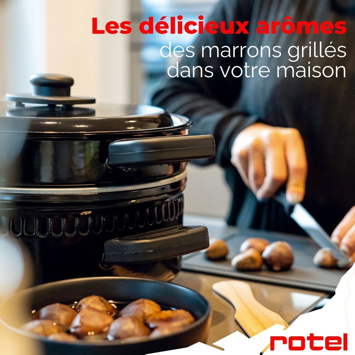 Torréfacteur à marrons, crêpière et grill électrique noir, ROTEL