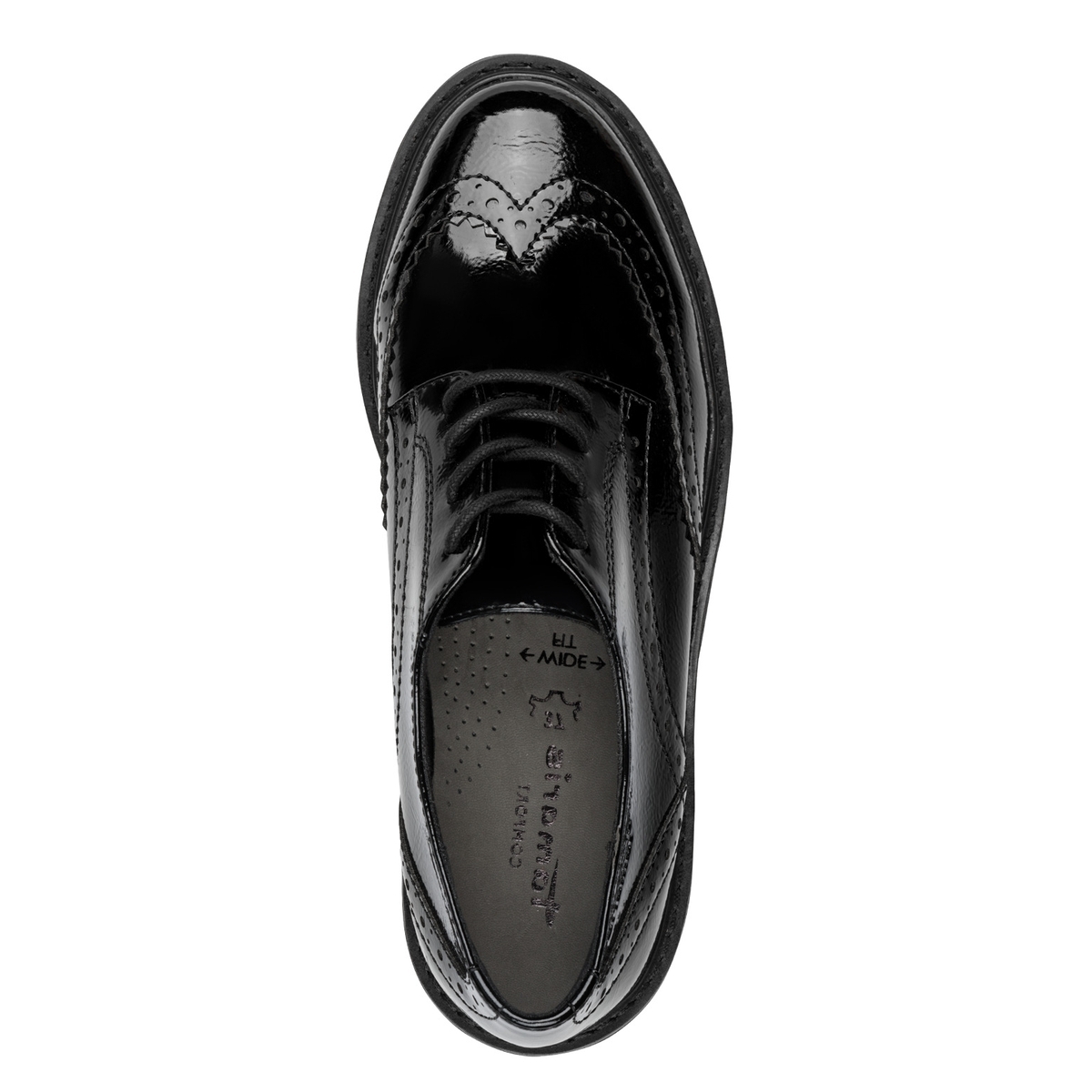 Derbie comfort weite noir laque, TAMARIS