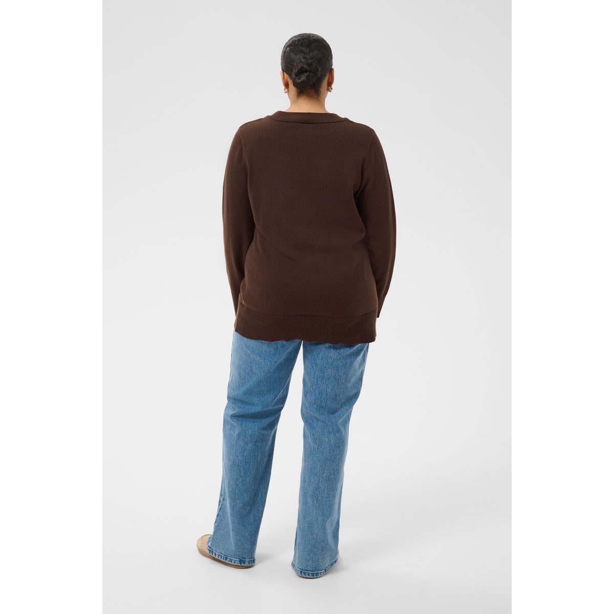 Pullover tricoté marron coffee bean, KAFFE CURVE