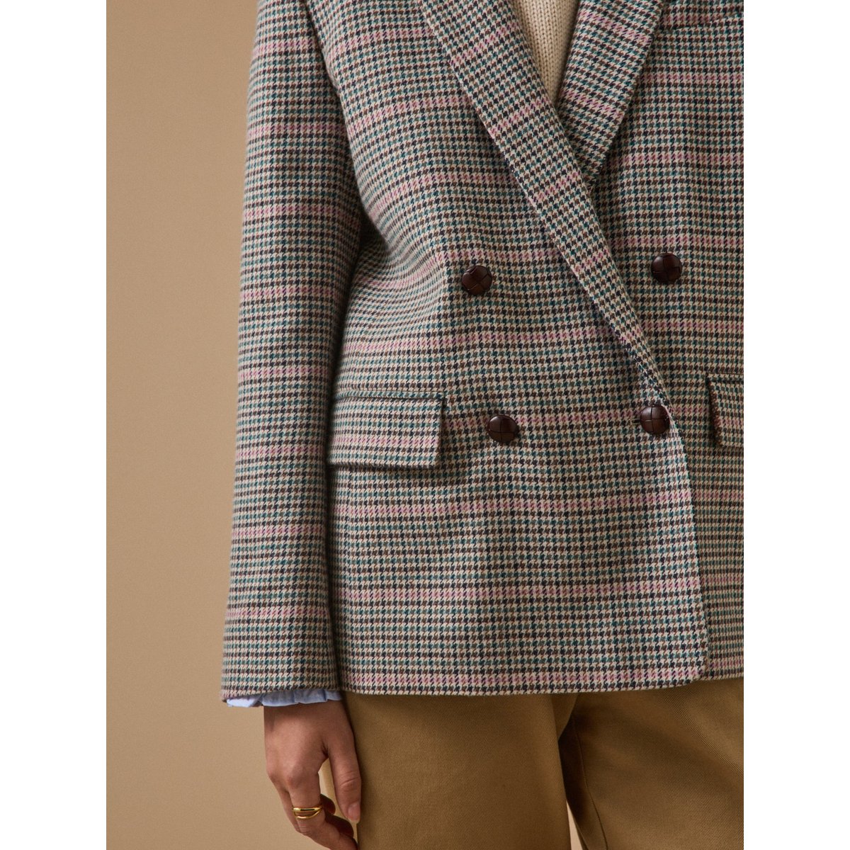 Veste blazer lainage pied-de-poule pied de poule, CYRILLUS