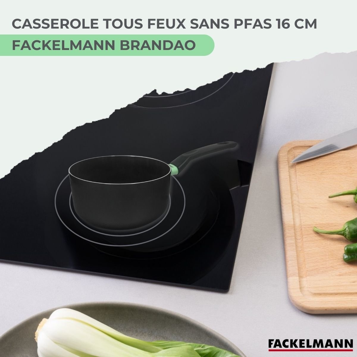 Batterie de cuisine 1 casserole 16cm BRANDAO vert,noir, FACKELMANN