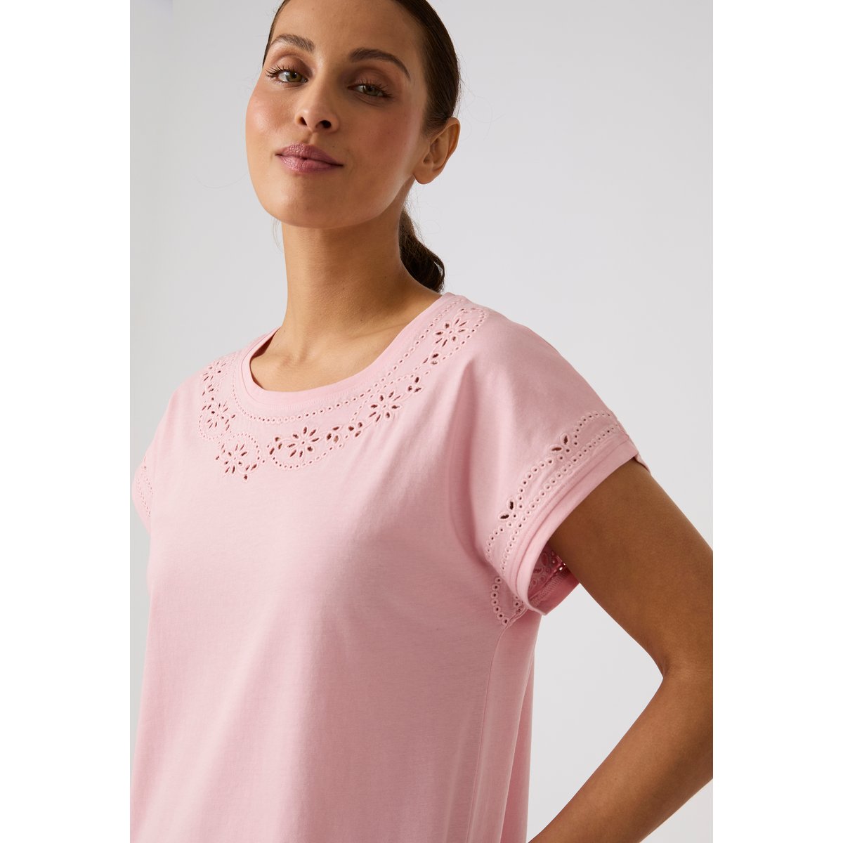 Chemise de nuit pur coton biologique rose pâle, DAMART