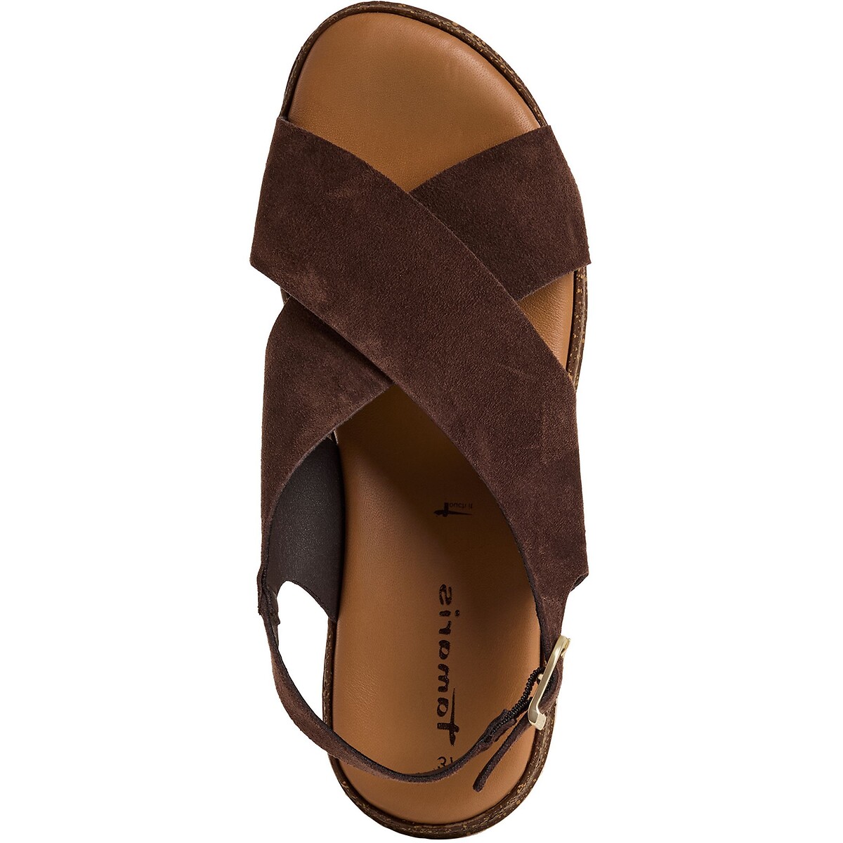 Leather Wedge Sandals brown, TAMARIS