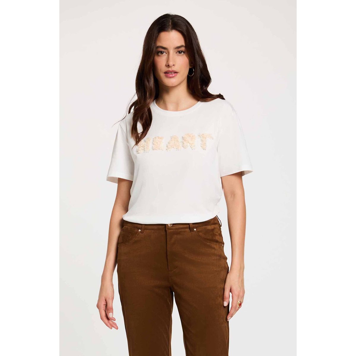 T-shirt broderie en relief blanc, MORGAN