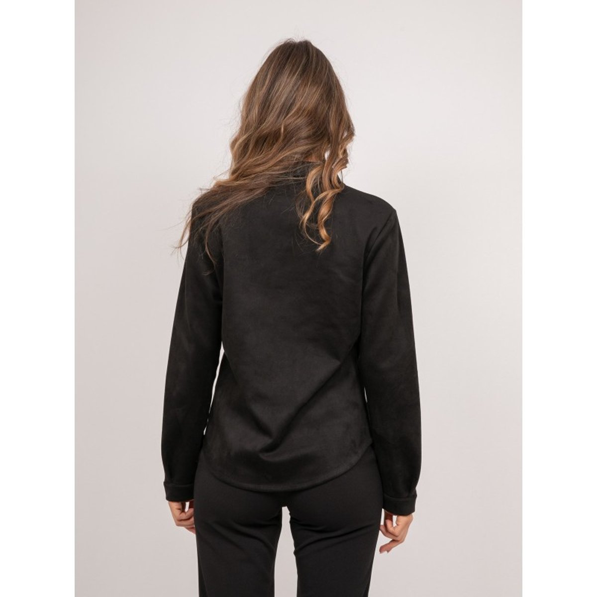 Chemise Ajustée Suédine Ologane noir, DONA LISA
