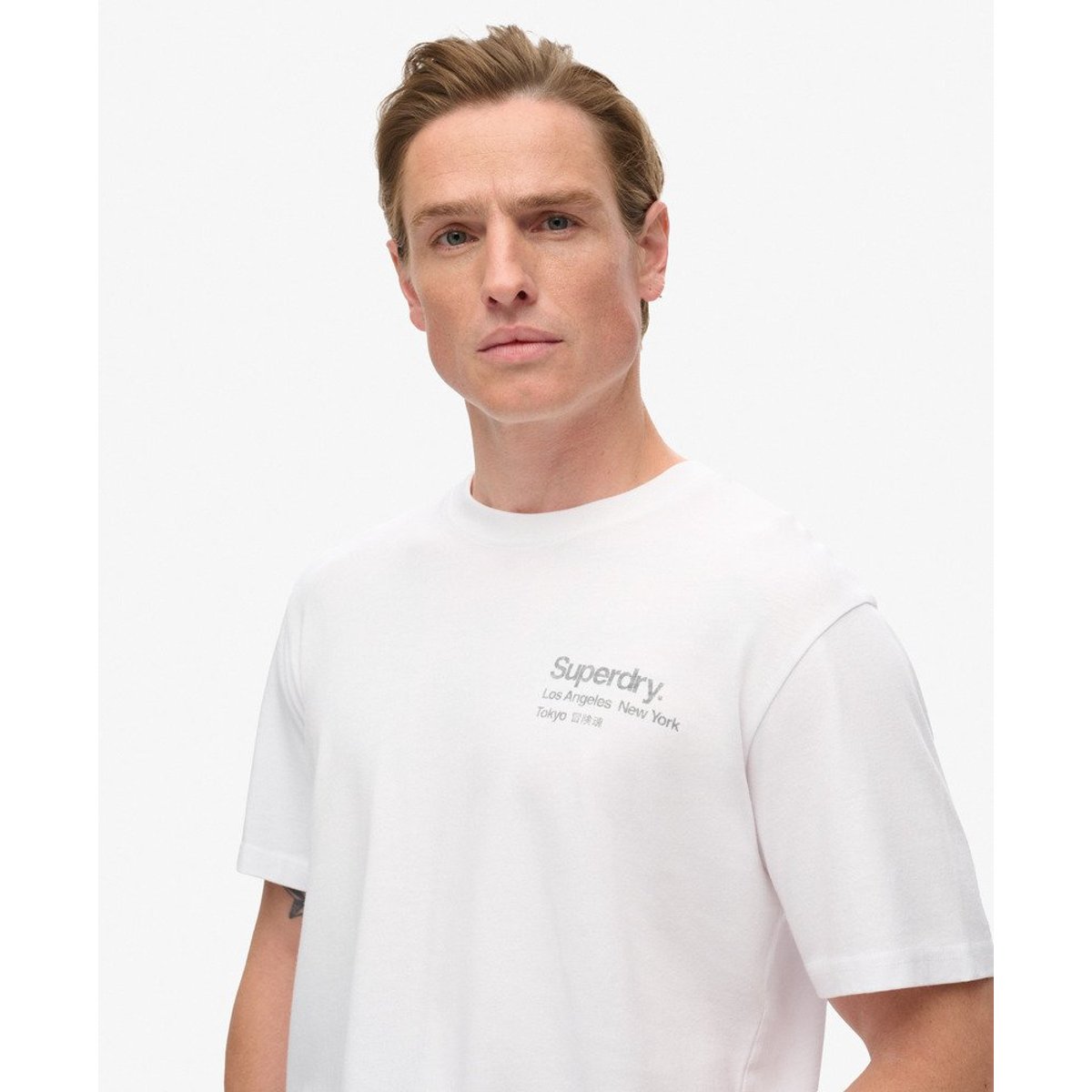 T-shirt ample Core Logo City blanc éclatant, SUPERDRY