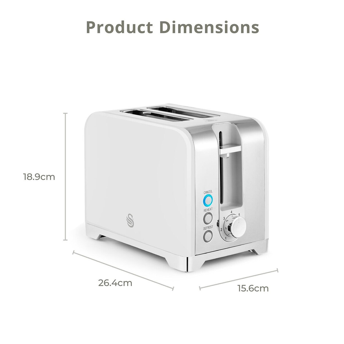 Solace 2-Slice Stainless Steel Toaster white, SWAN