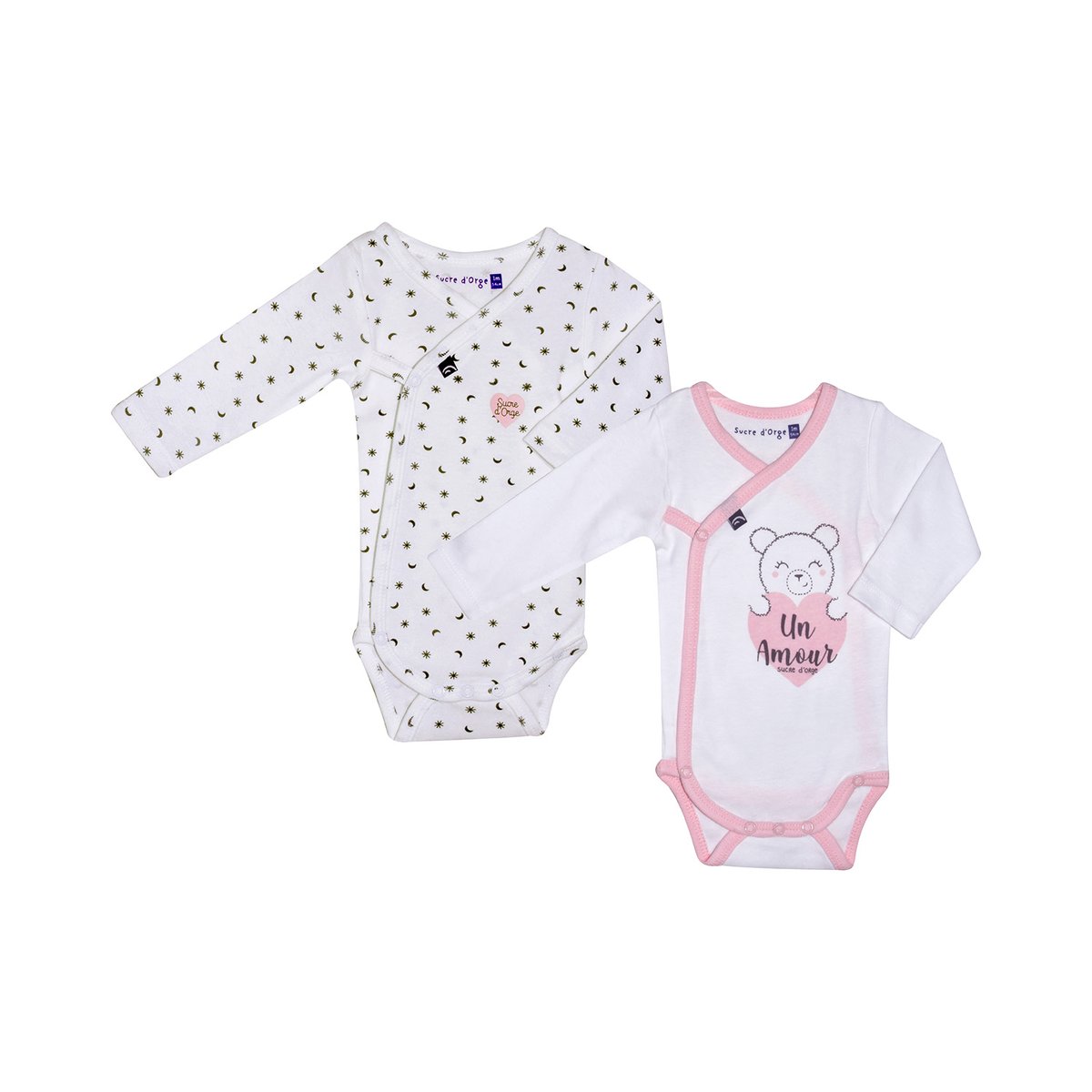 Lot 2 bodies naissance fille focicchia blanc, SUCRE D'ORGE