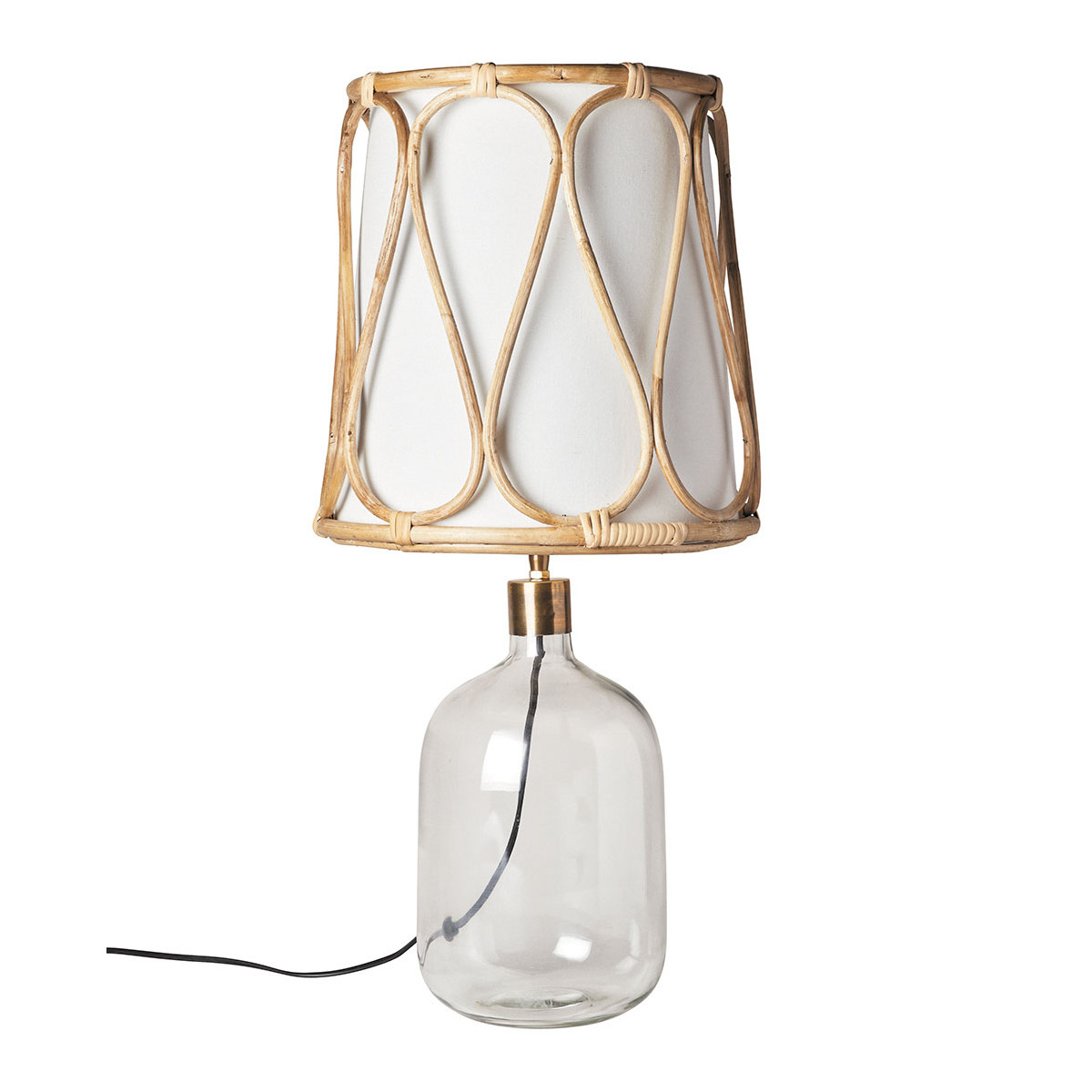 Pied de lampe SUZANNE en verre - Petit modèle transparent, BLANC D’IVOIRE