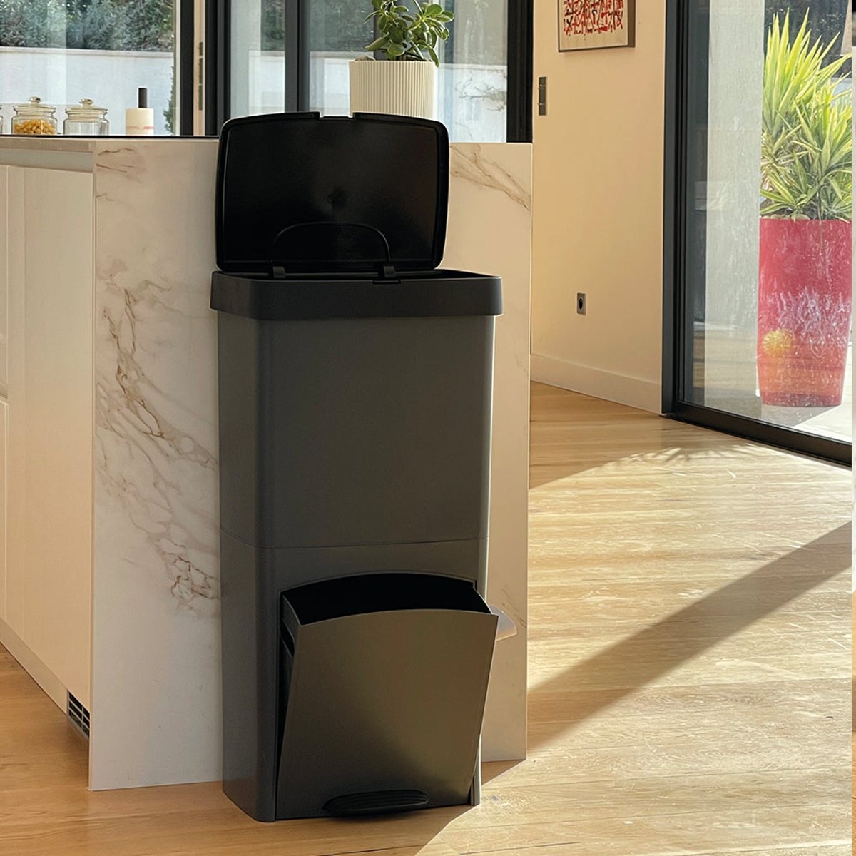 Poubelle de cuisine tri sélectif PICEA gris, KITCHEN MOVE