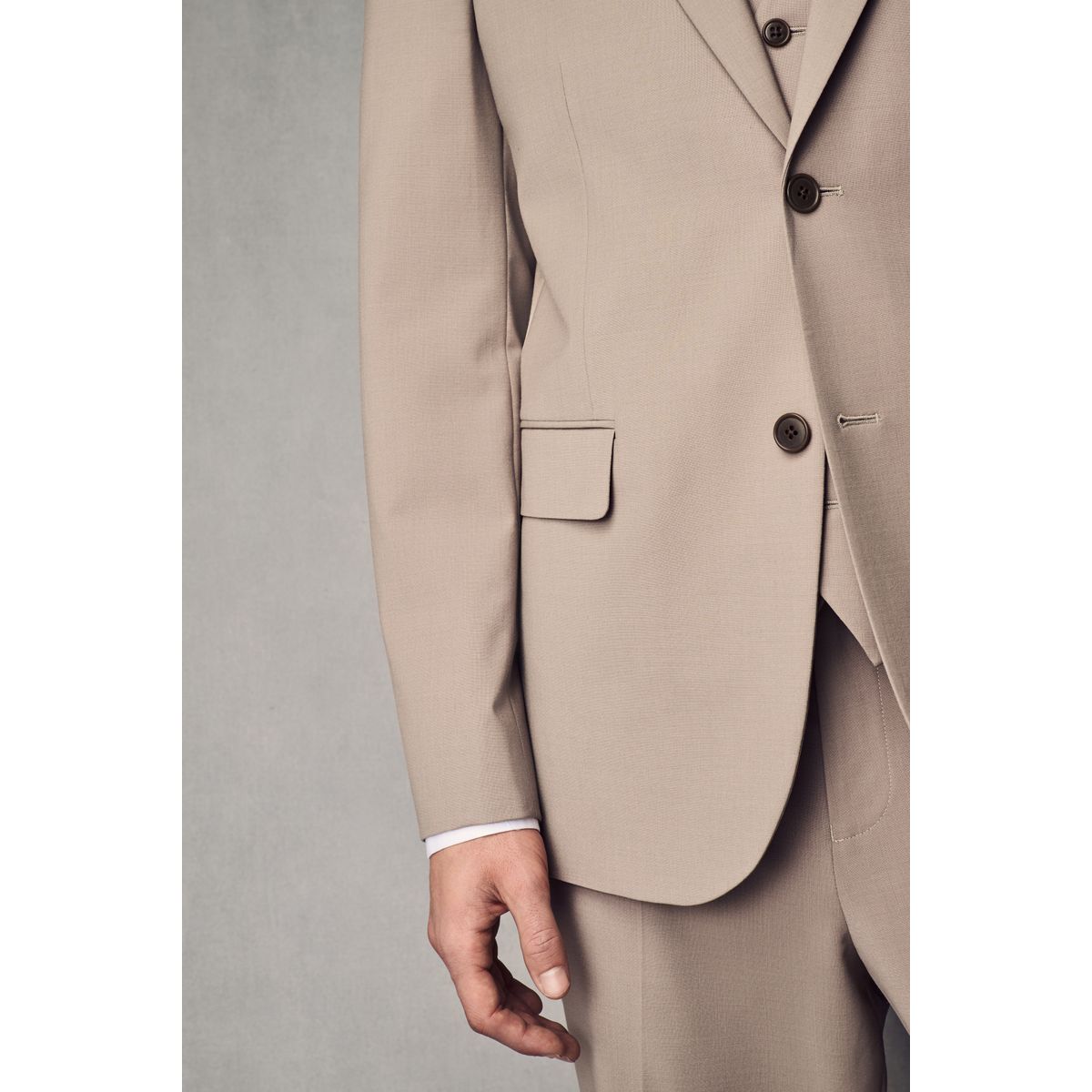 Veste de costume slim en laine texturée gris, NEXT