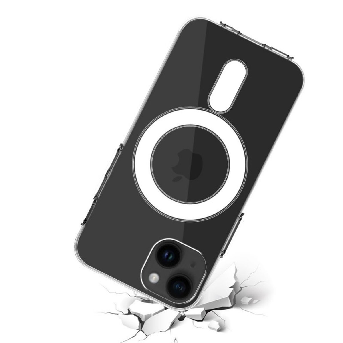 Coque Anti-choc compatible Magsafe pour iPhone 14 Plus Transparente + 2 vitres transparent, EVETANE