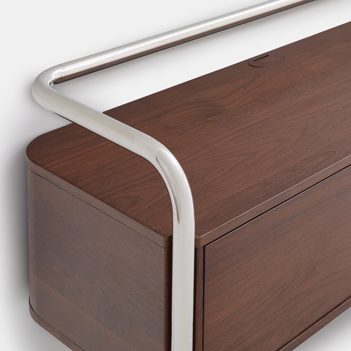 Meuble TV caisson 1 porte, largeur 120 cm, GIORGIO coloris noyer/chrome, LA REDOUTE INTERIEURS